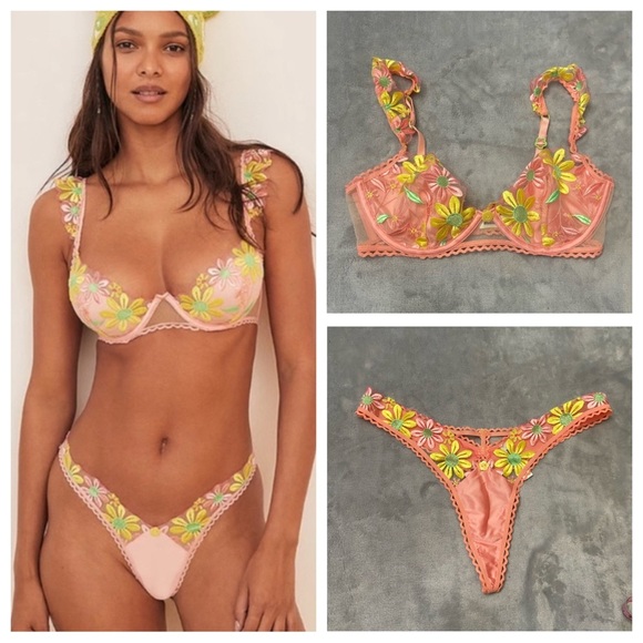 New! SET For love and lemons Daisy Jane Embroidery Bra and panty 24516 4053 - Picture 1 of 16